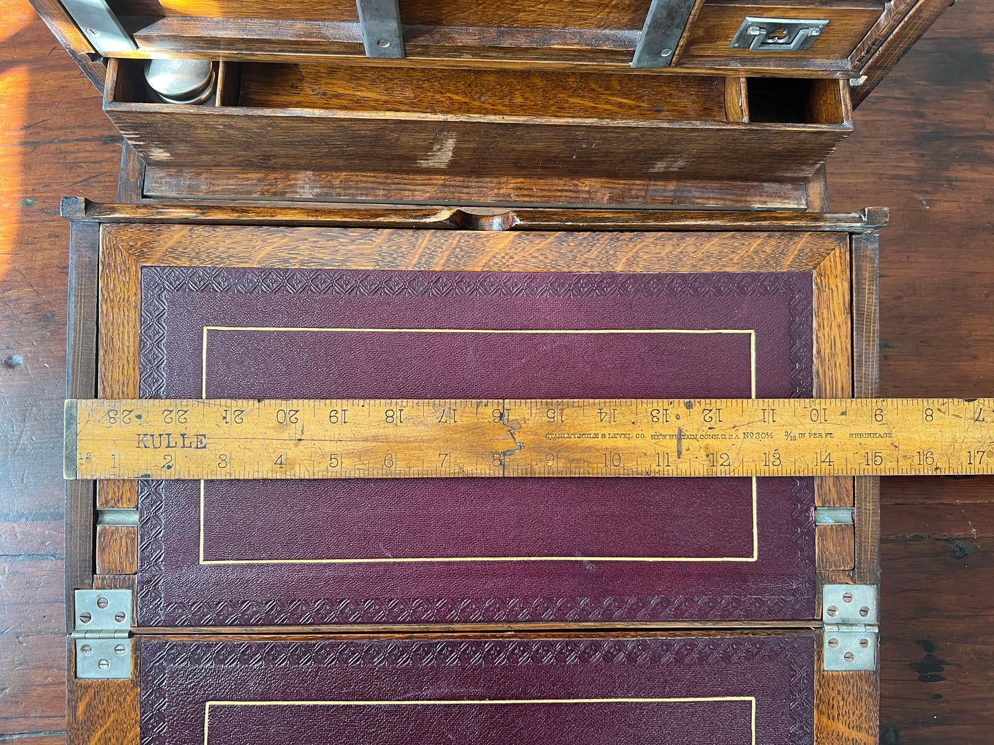 Antique Oak Writing Box - Portable Desk - English Late 19th Century