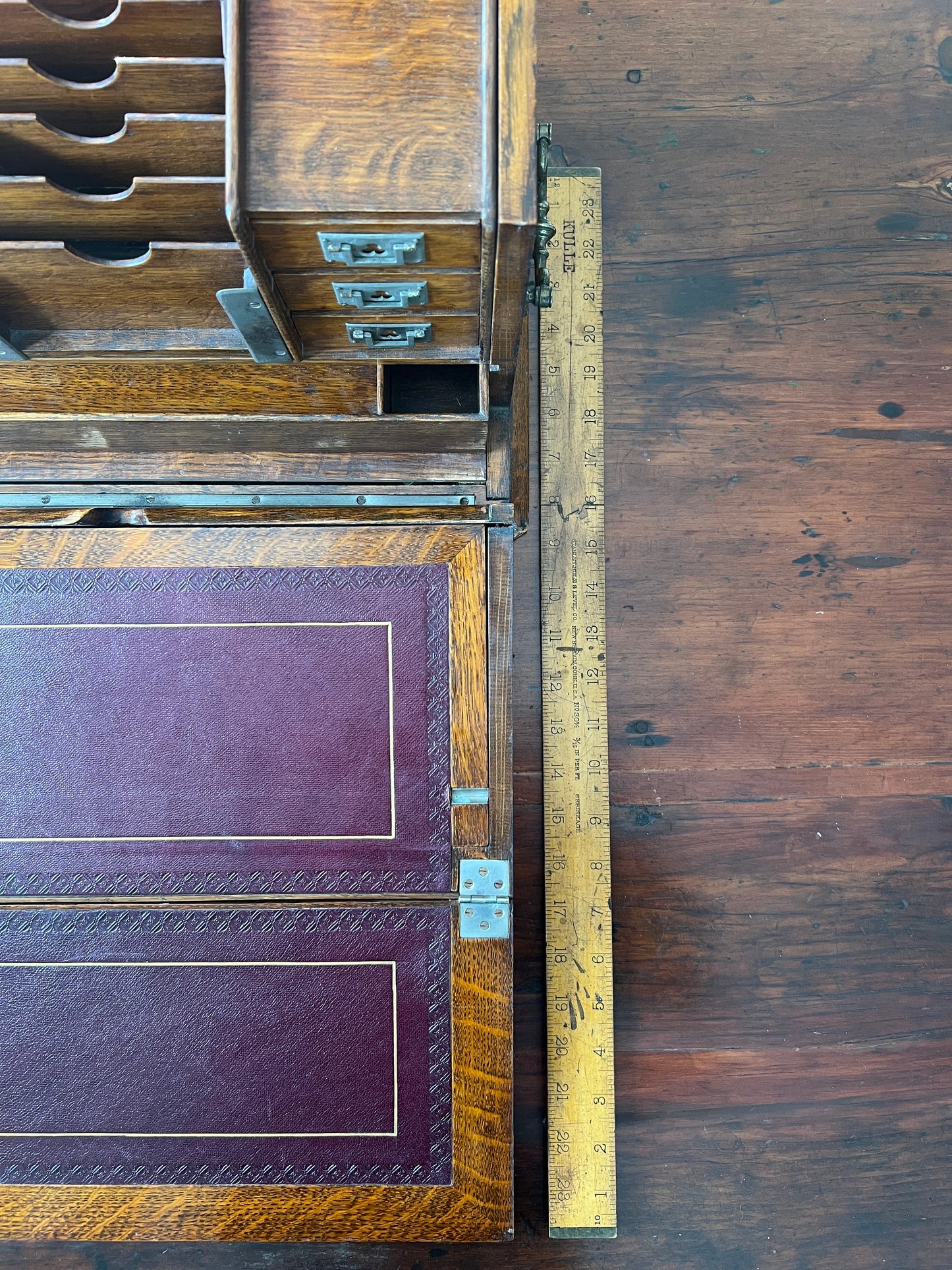 Antique Oak Writing Box - Portable Desk - English Late 19th Century