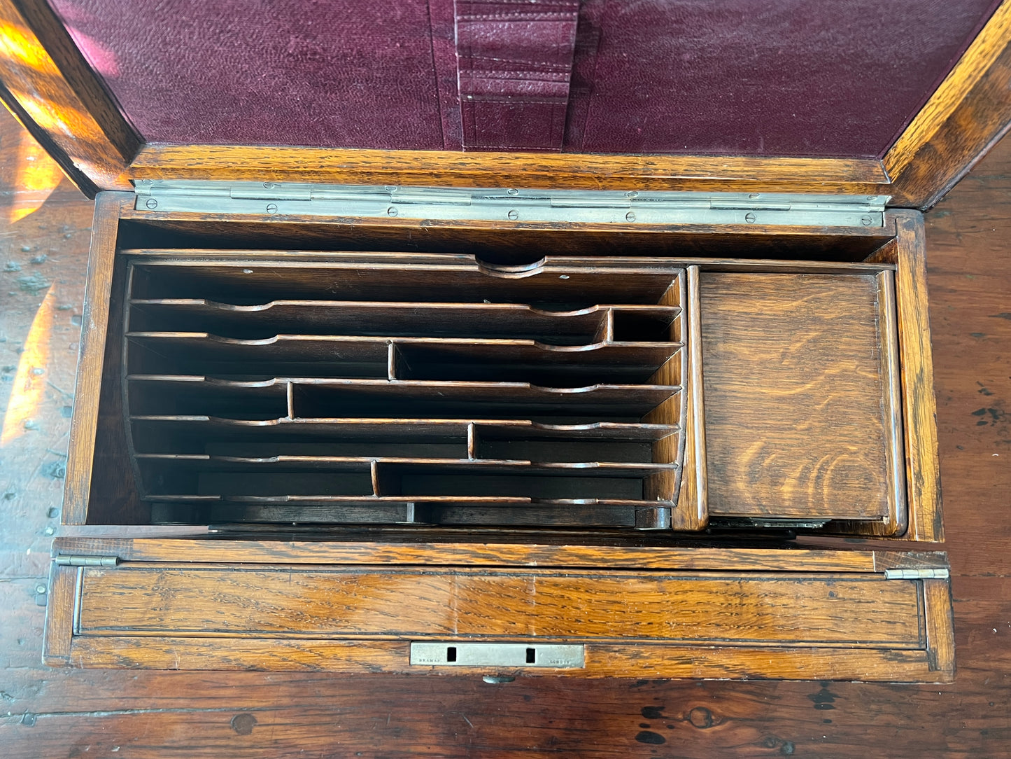 Antique Oak Writing Box - Portable Desk - English Late 19th Century