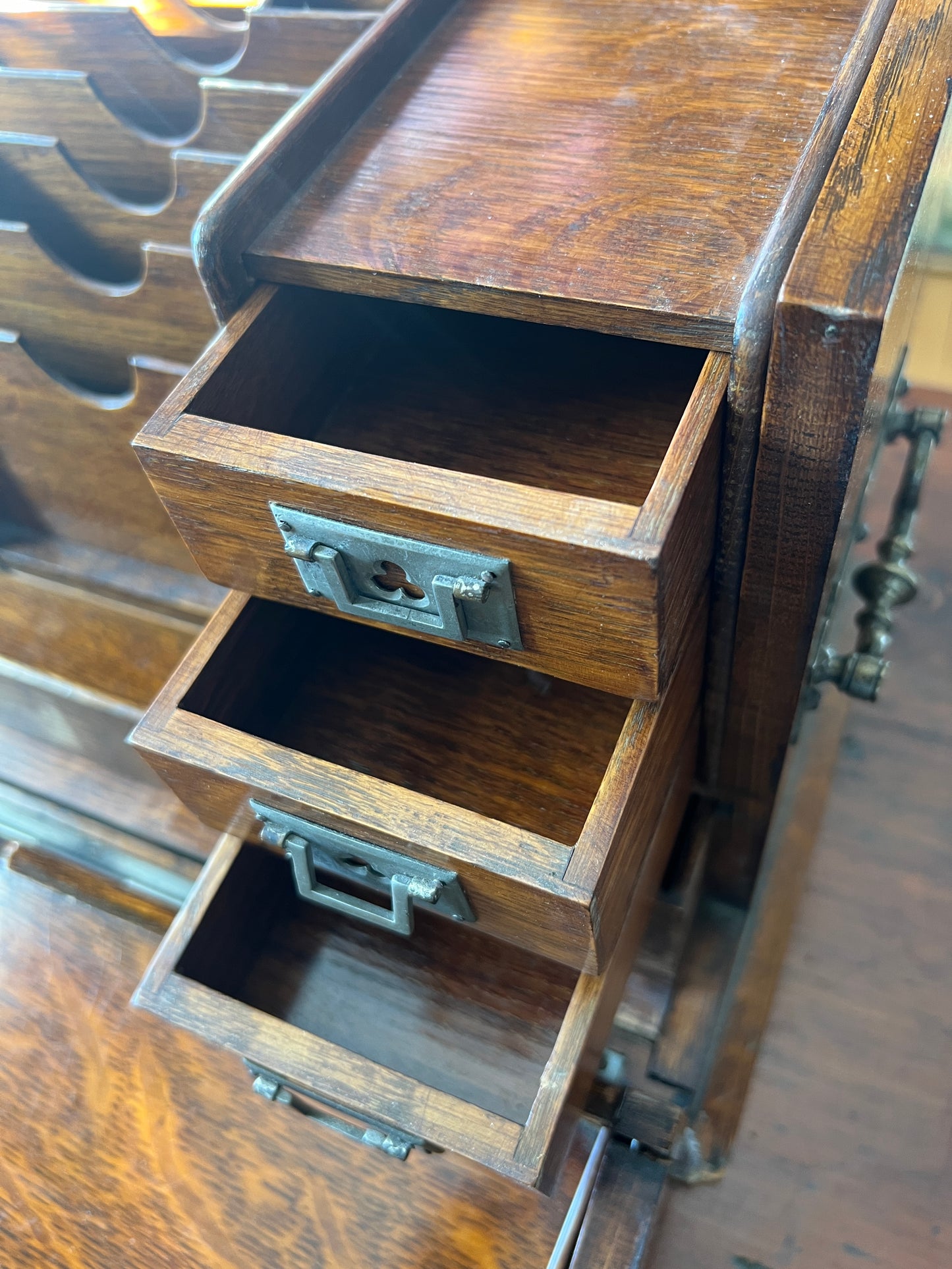 Antique Oak Writing Box - Portable Desk - English Late 19th Century