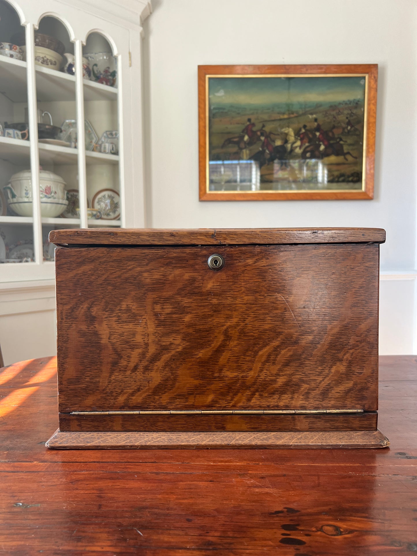 Antique Oak Writing Box - Portable Desk - English Late 19th Century