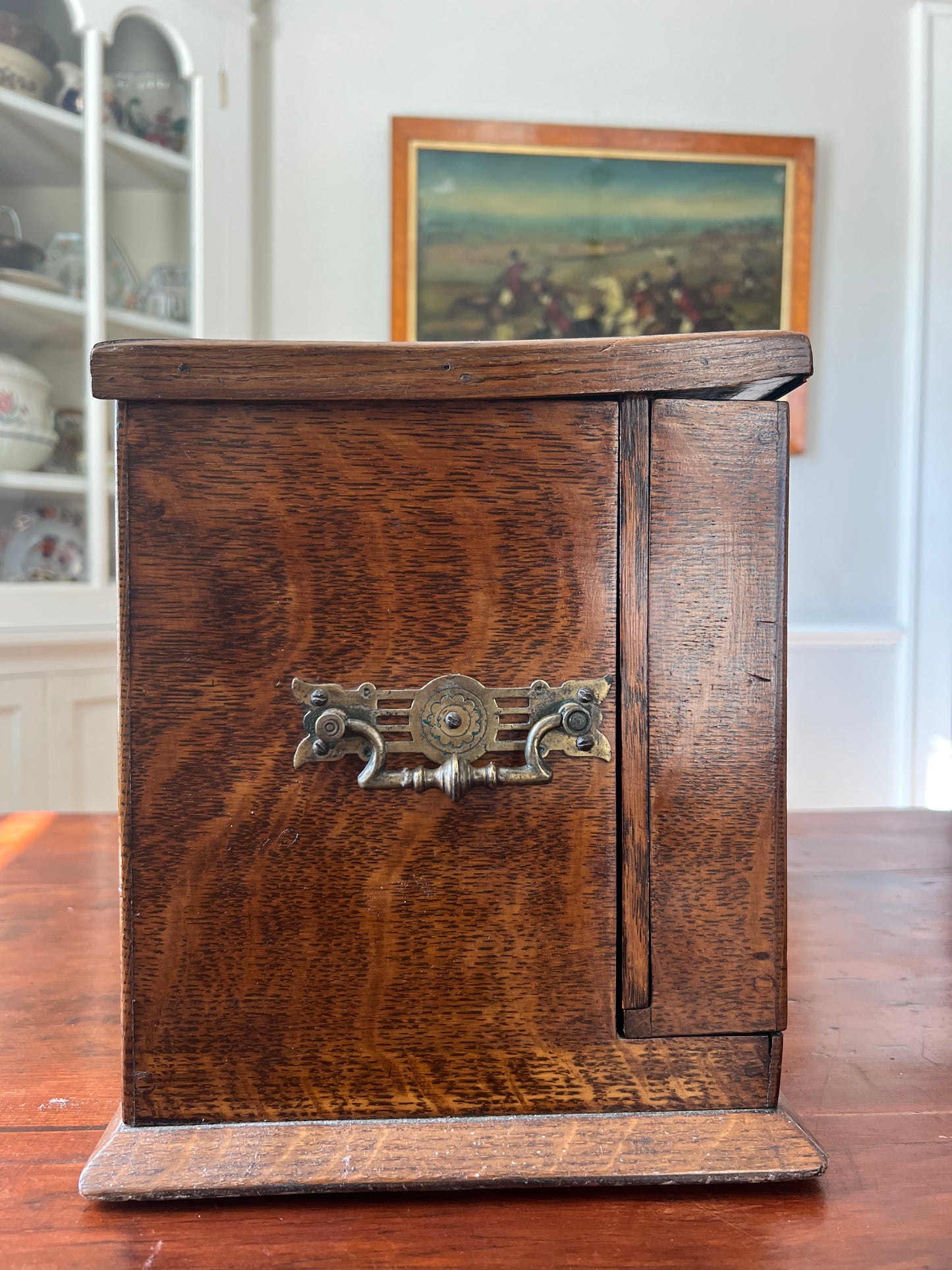 Antique Oak Writing Box - Portable Desk - English Late 19th Century