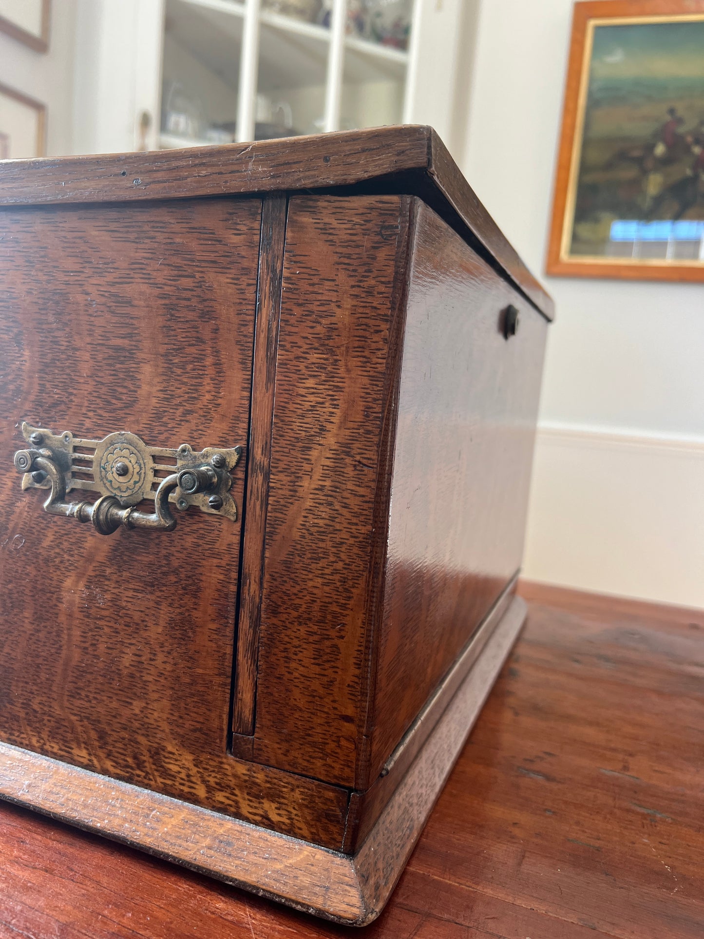 Antique Oak Writing Box - Portable Desk - English Late 19th Century