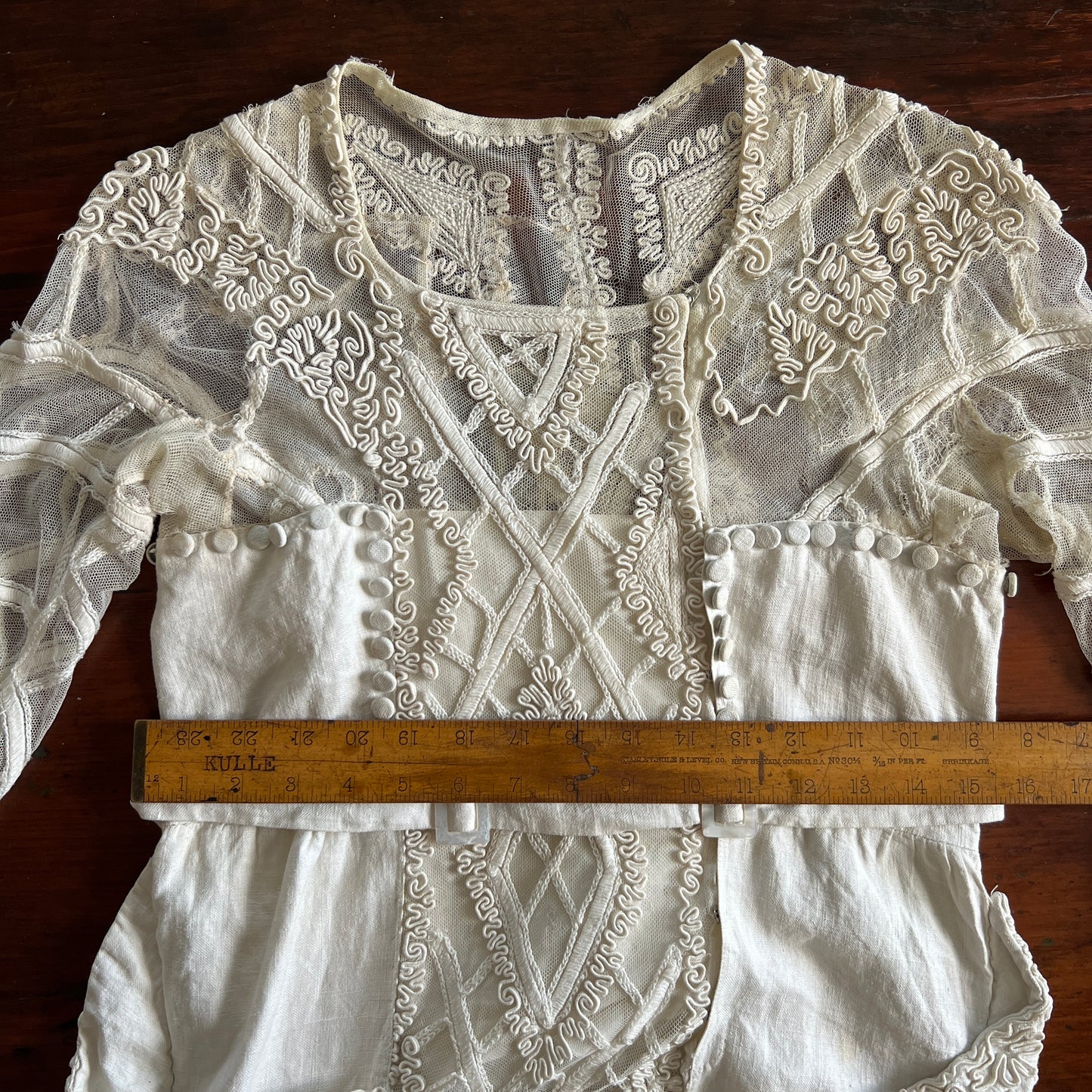 1910s/1920s Antique Linen and Lace Embroidered Dress