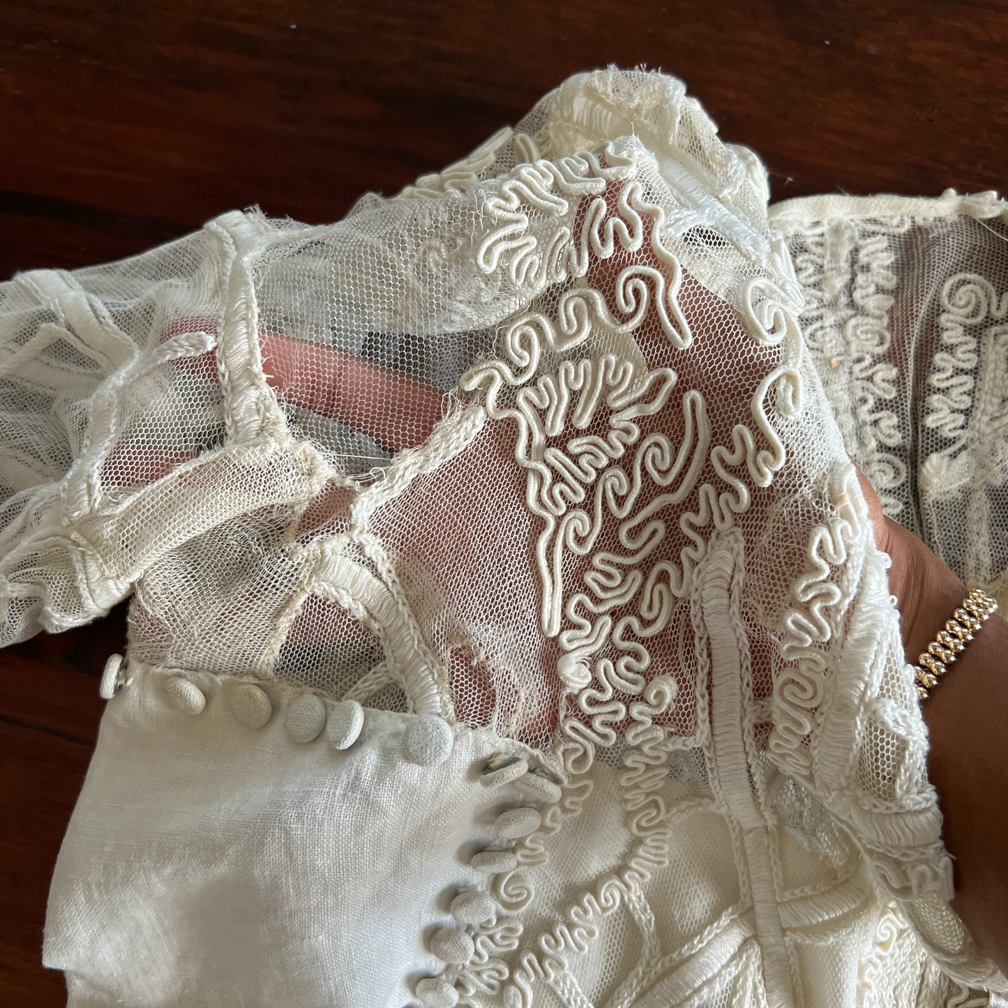 1910s/1920s Antique Linen and Lace Embroidered Dress