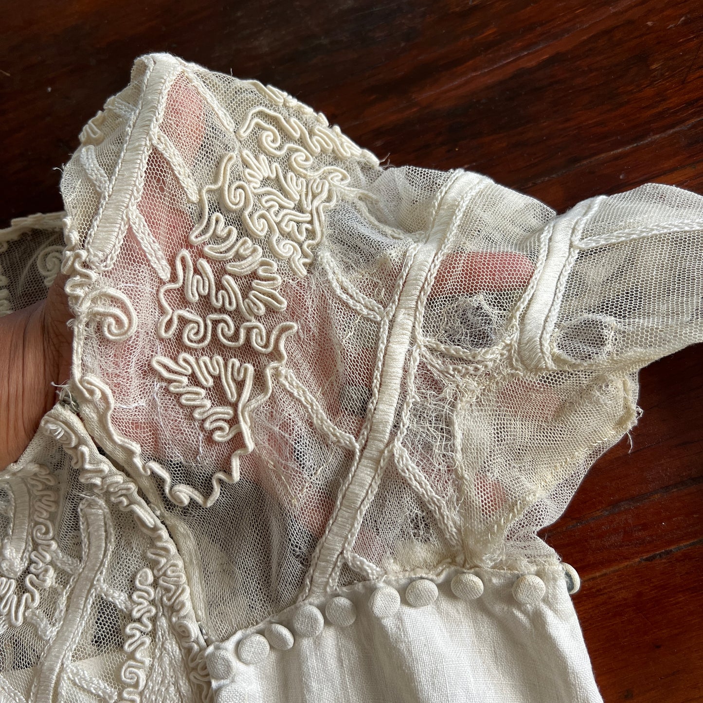 1910s/1920s Antique Linen and Lace Embroidered Dress