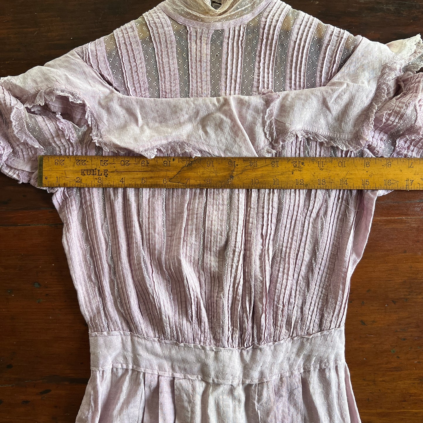 Antique Victorian Lace and Cotton Dress Lilac Purple