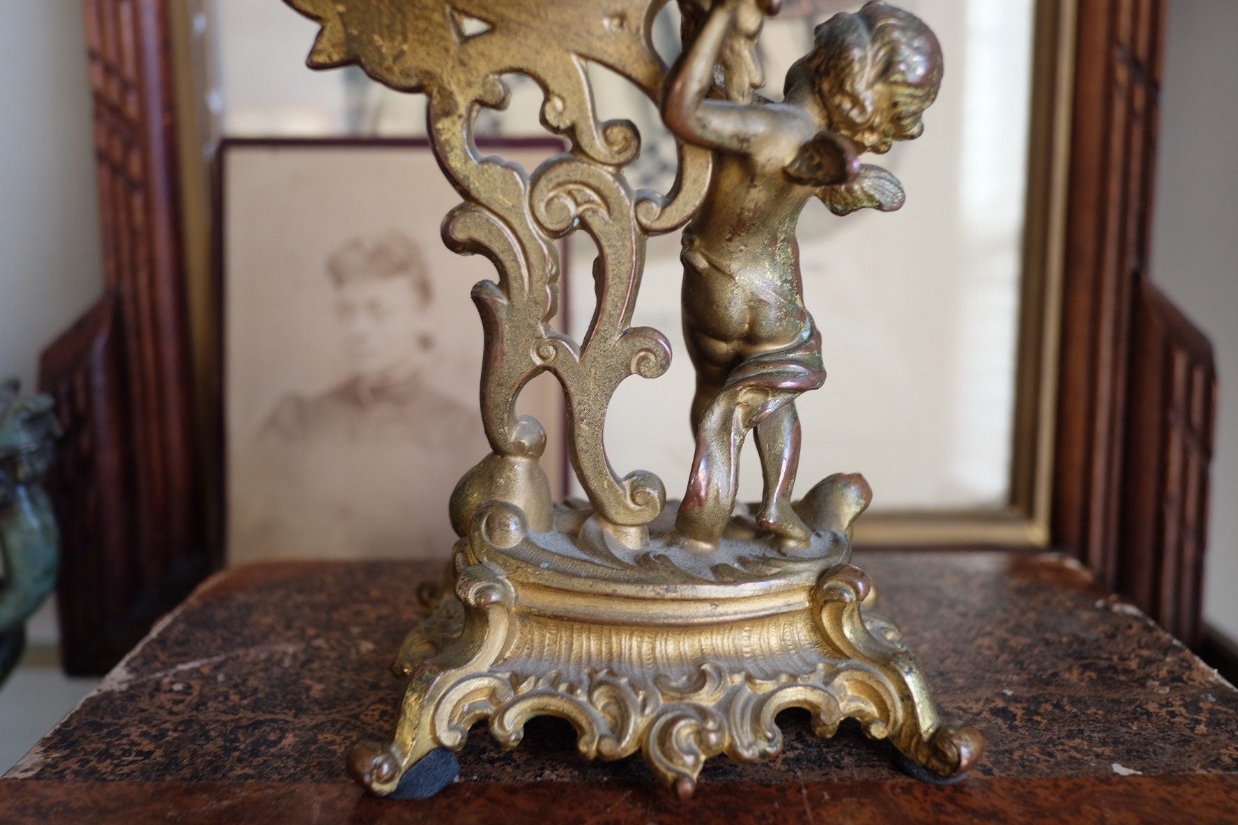 Vintage Cherub Mantle Clock Newell Studios 1967 Hollywood Regency popular Style