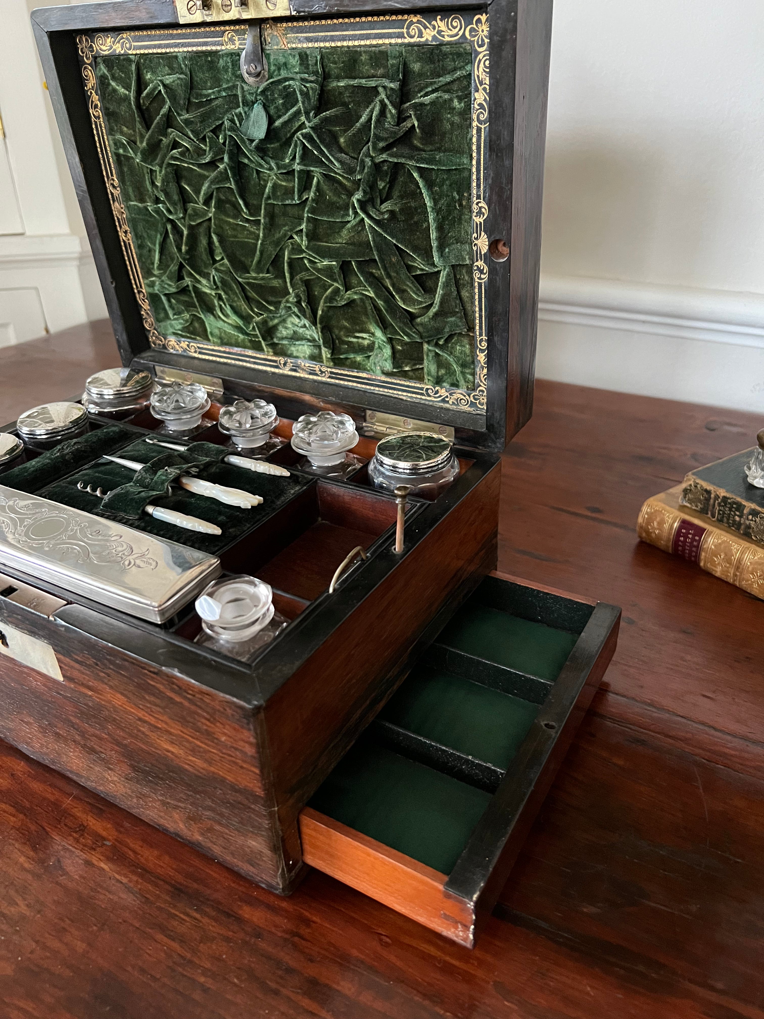 19th Century English Traveling Vanity Dressing Toiletry Case ...