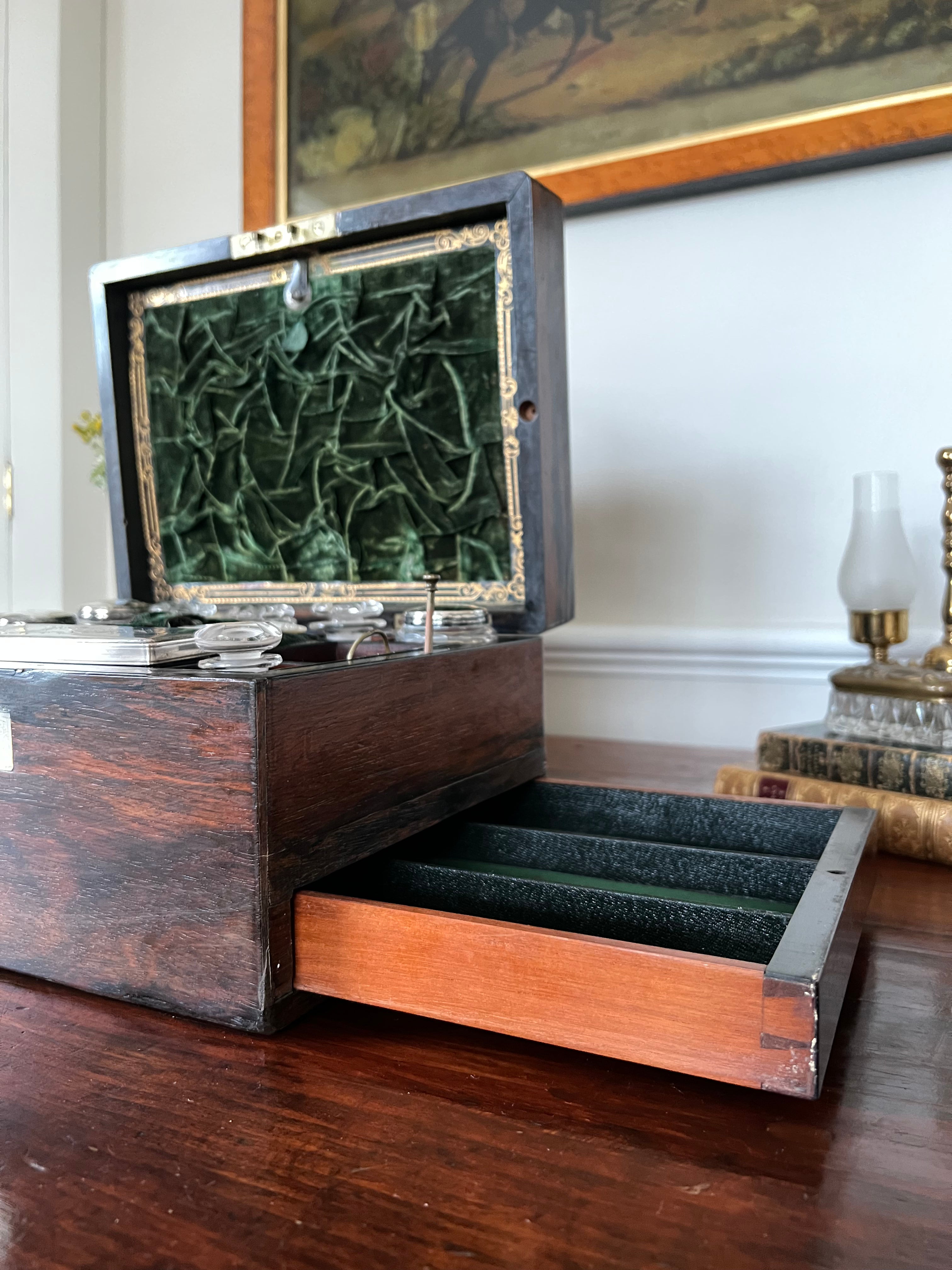 19th Century English Traveling Vanity Dressing Toiletry Case ...