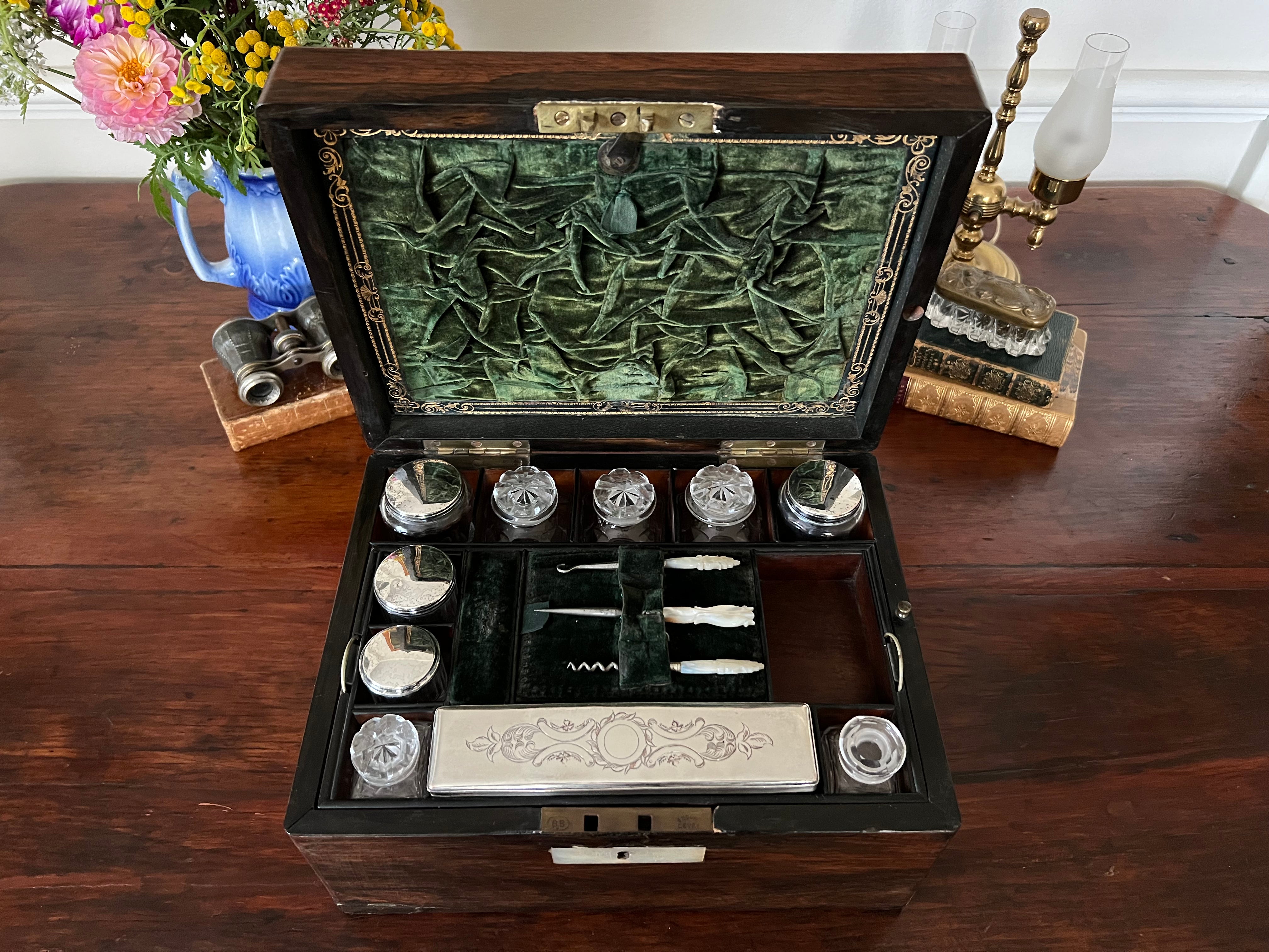 19th Century English Traveling Vanity Dressing Toiletry Case ...